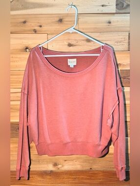 Wide Scoop Neck Sweatshirt By American Eagle - Size S - Coral Color